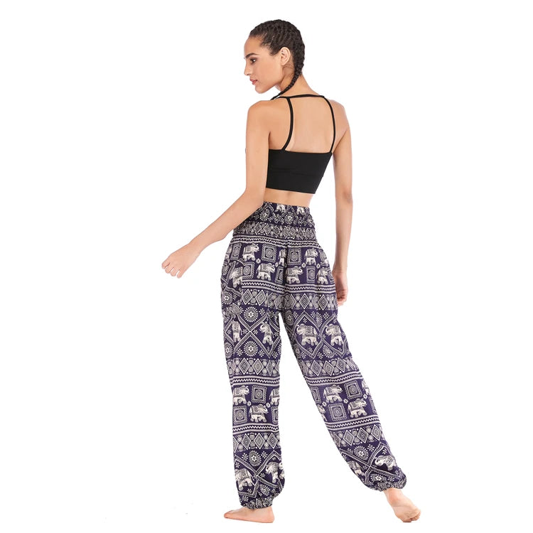 Boho Yoga Pants Wide Leg Women Harem Bohemian  Vintage Print