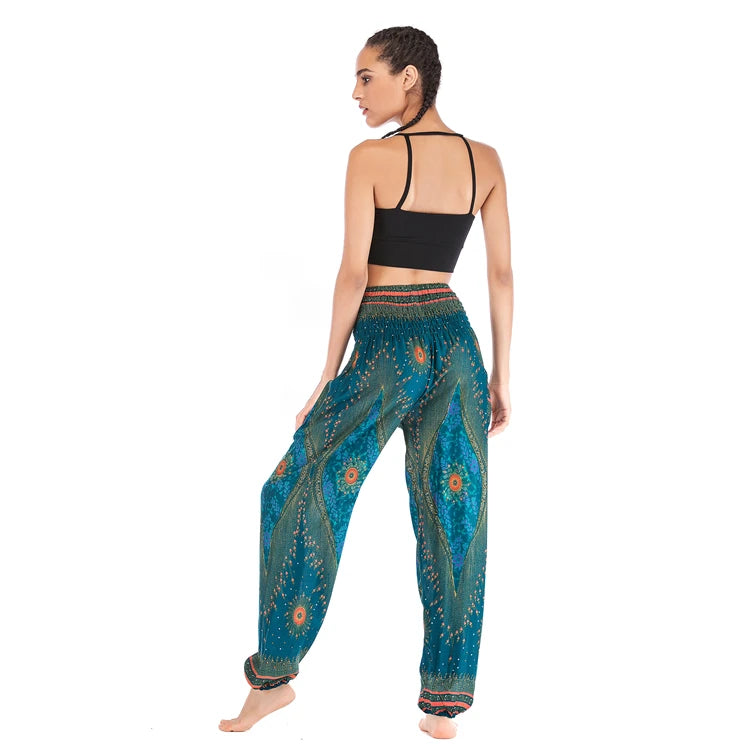 Boho Yoga Pants Wide Leg Women Harem Bohemian  Vintage Print