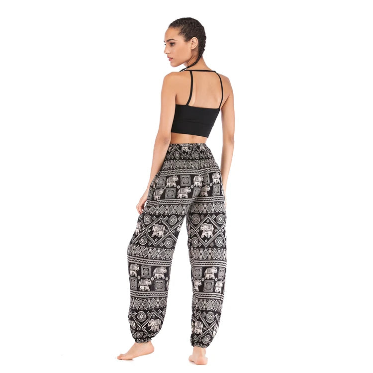 Boho Yoga Pants Wide Leg Women Harem Bohemian  Vintage Print