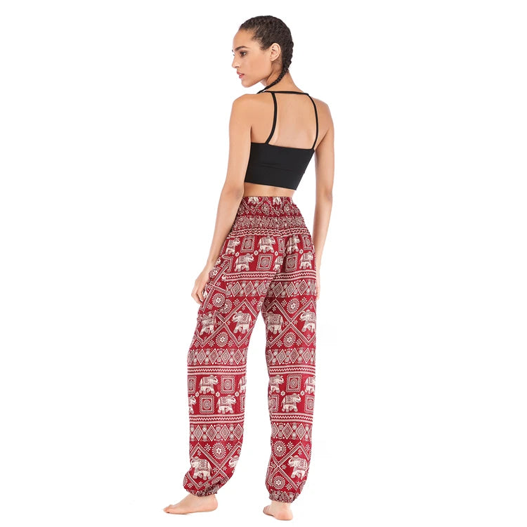 Boho Yoga Pants Wide Leg Women Harem Bohemian  Vintage Print