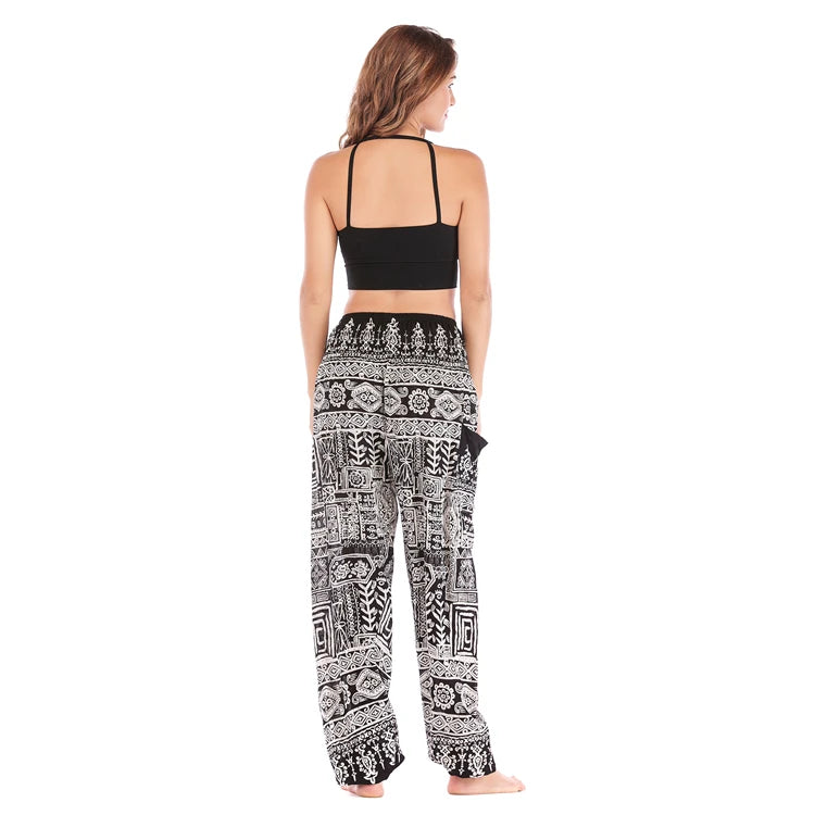 Boho Yoga Pants Wide Leg Women Harem Bohemian  Vintage Print