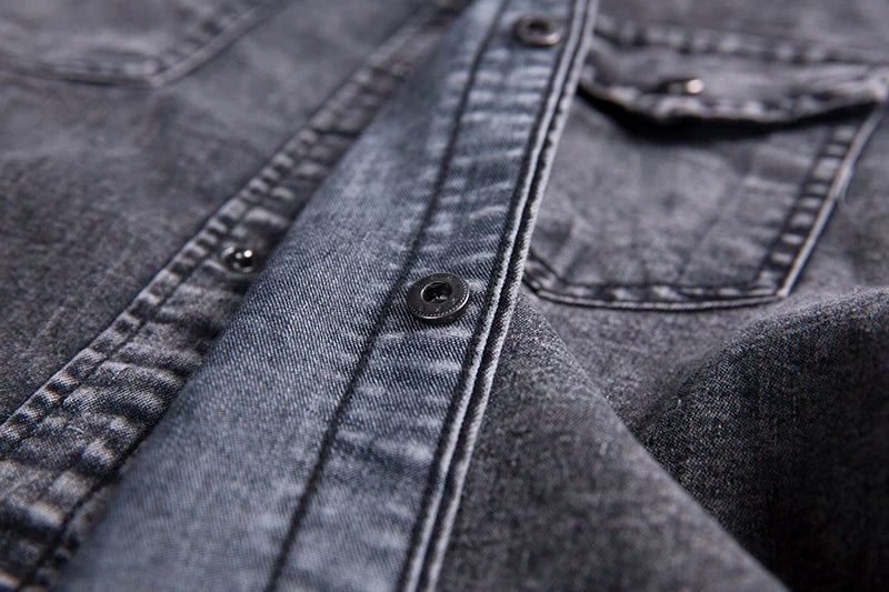 Men Denim Summer Short Sleeve Soft Cotton