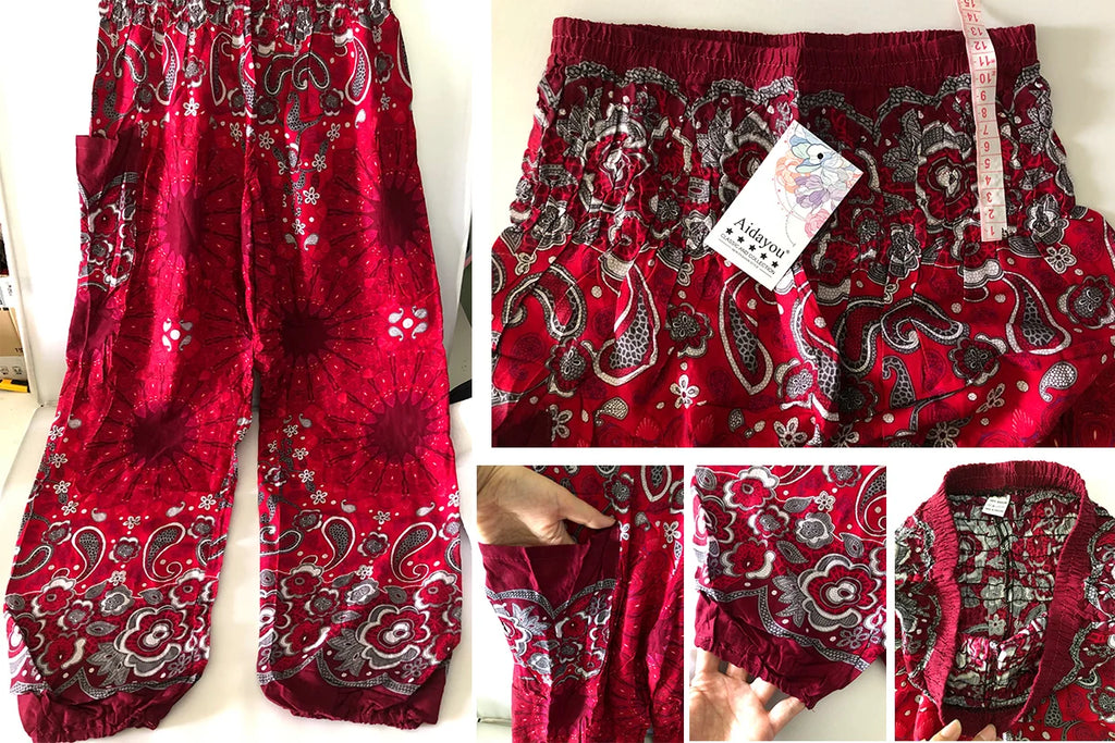 Boho Yoga Pants Wide Leg Women Harem Bohemian  Vintage Print