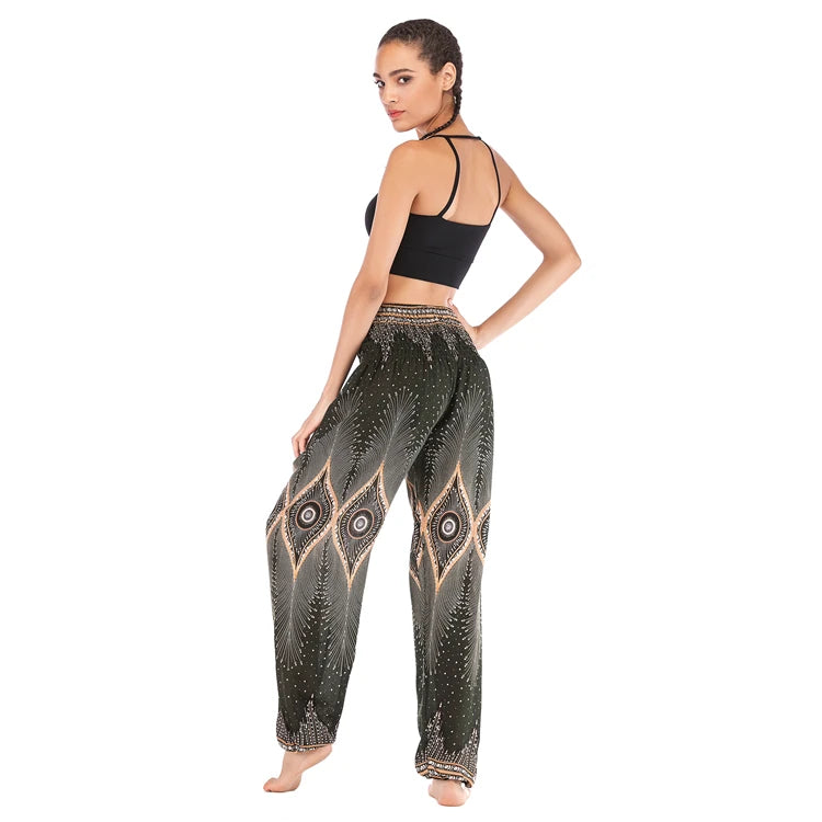 Boho Yoga Pants Wide Leg Women Harem Bohemian  Vintage Print