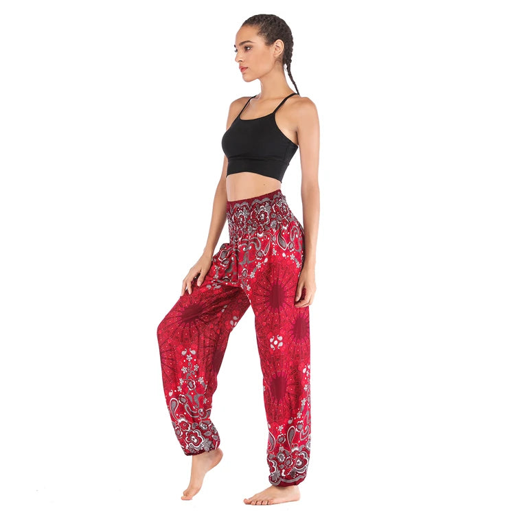 Boho Yoga Pants Wide Leg Women Harem Bohemian  Vintage Print