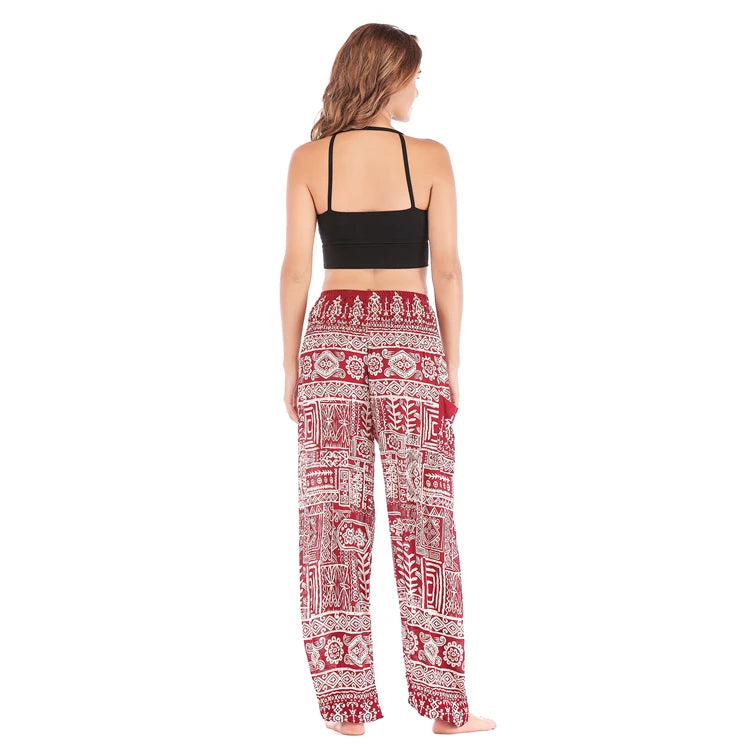 Boho Yoga Pants Wide Leg Women Harem Bohemian  Vintage Print