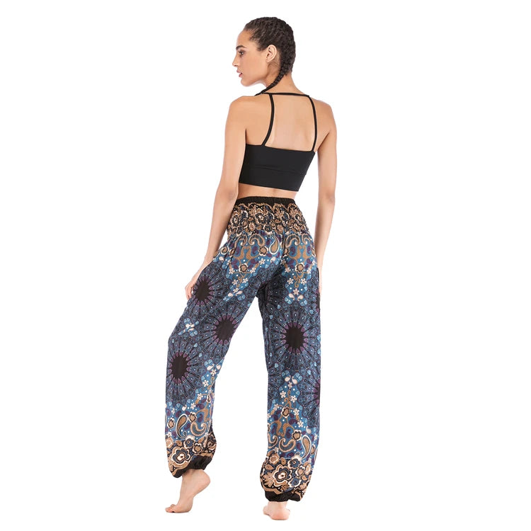 Boho Yoga Pants Wide Leg Women Harem Bohemian  Vintage Print