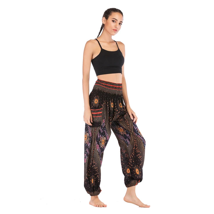 Boho Yoga Pants Wide Leg Women Harem Bohemian  Vintage Print