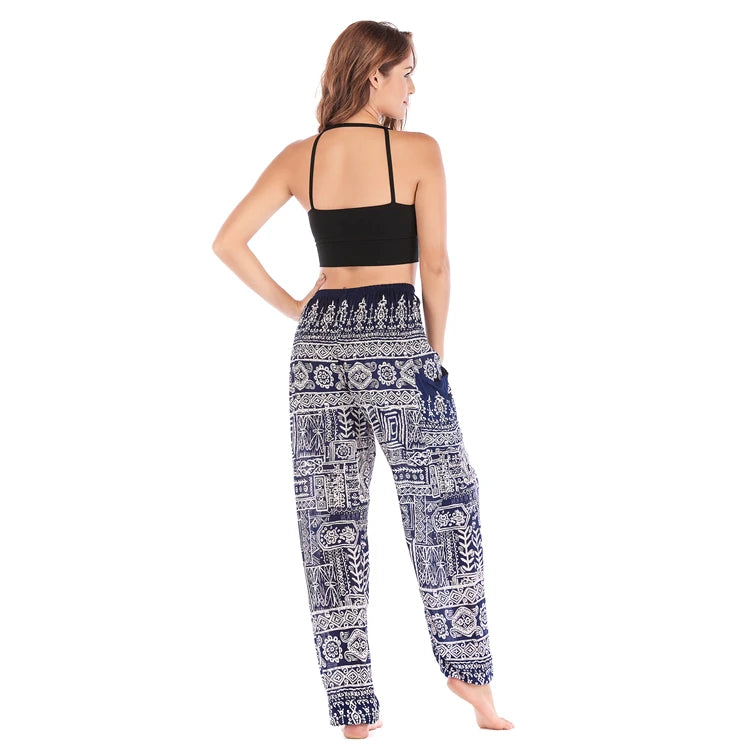 Boho Yoga Pants Wide Leg Women Harem Bohemian  Vintage Print