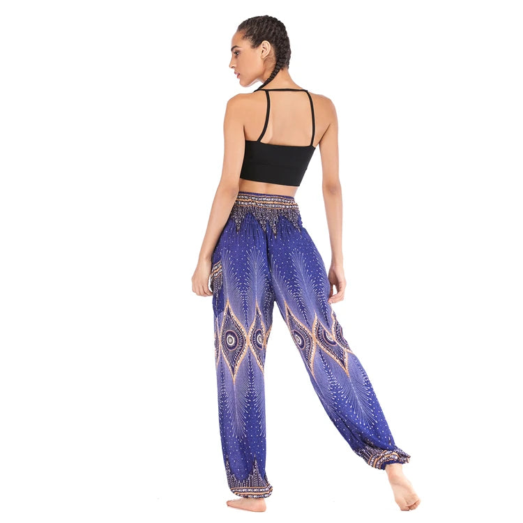 Boho Yoga Pants Wide Leg Women Harem Bohemian  Vintage Print