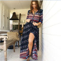 NEW Boho dress chic floral print maxi long dresses V-neck