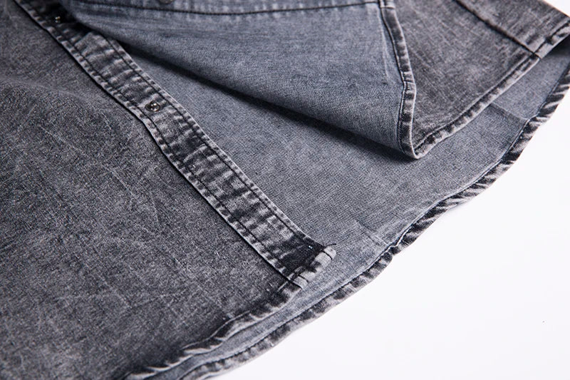 Men Denim Summer Short Sleeve Soft Cotton