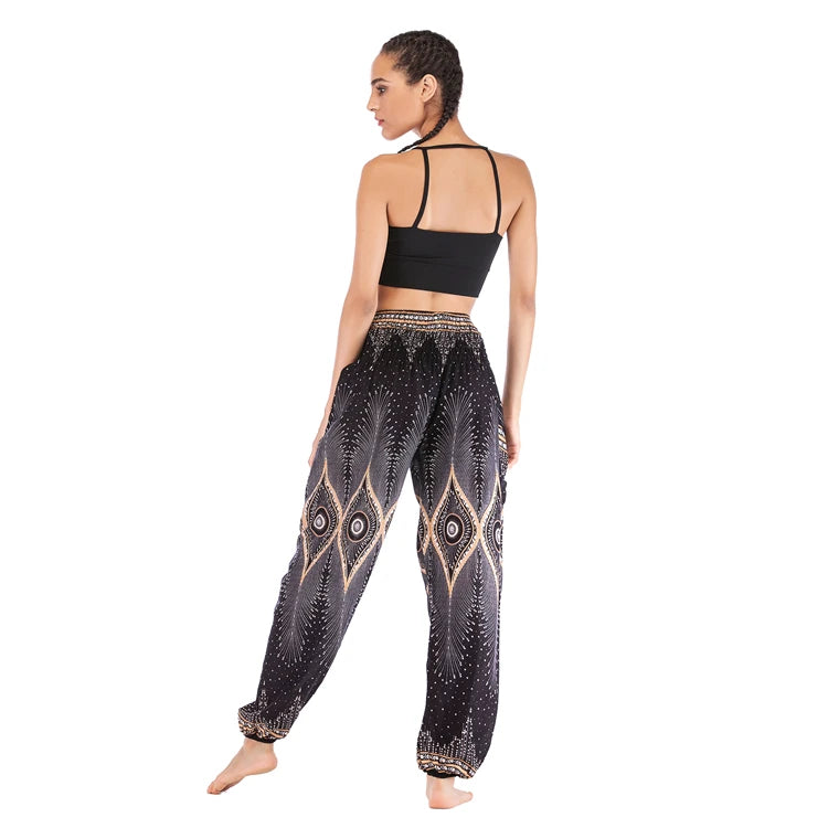 Boho Yoga Pants Wide Leg Women Harem Bohemian  Vintage Print
