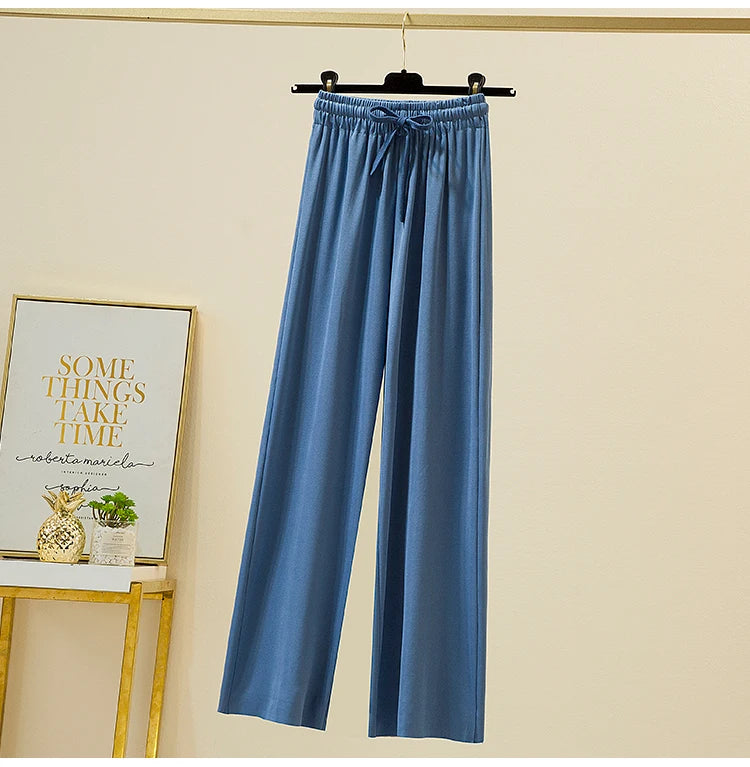 Slacks Women's Loose Summer Pants Soft Ice Silk