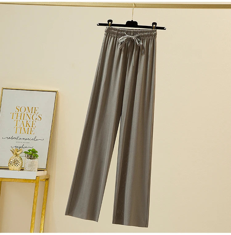 Slacks Women's Loose Summer Pants Soft Ice Silk
