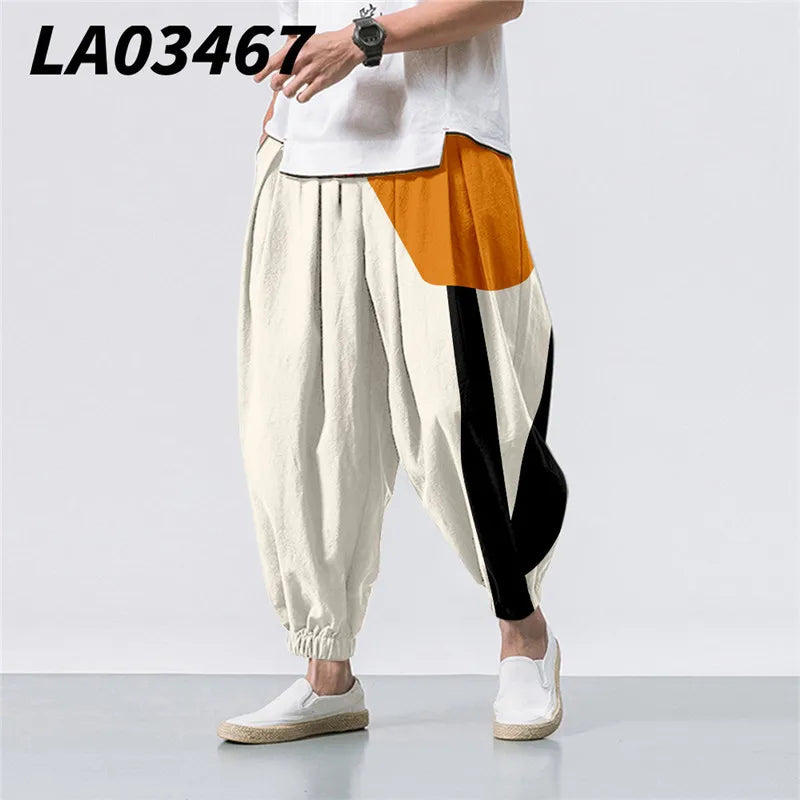 Oversize 6XL Summer Floral Crane Printed Casual Beach Harem Pants Men