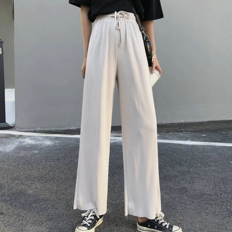 Slacks Women's Loose Summer Pants Soft Ice Silk