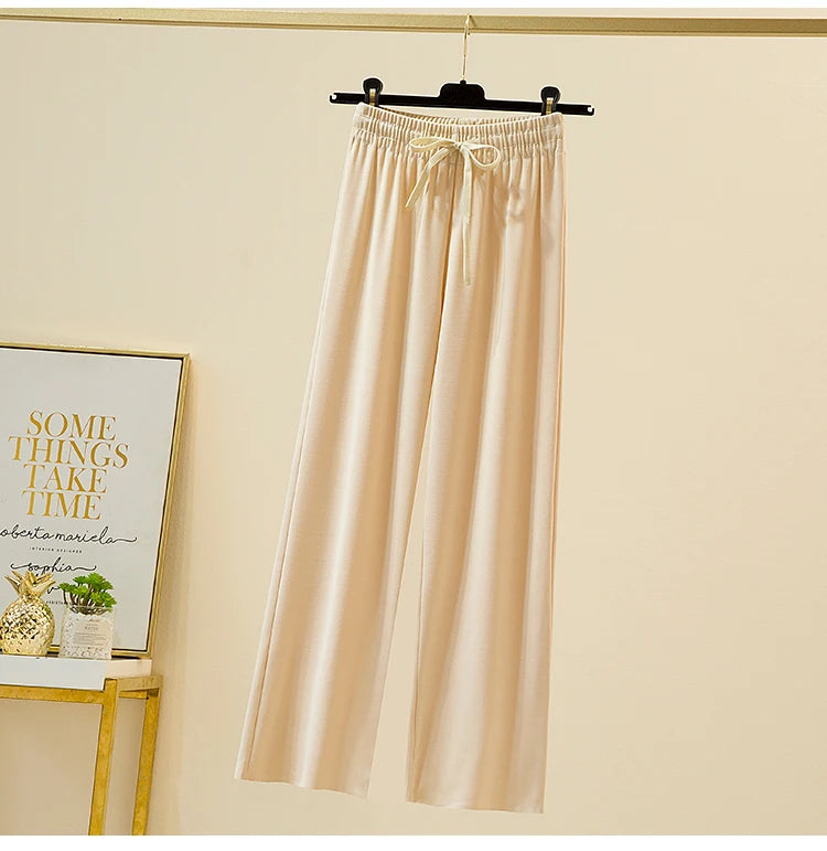 Slacks Women's Loose Summer Pants Soft Ice Silk