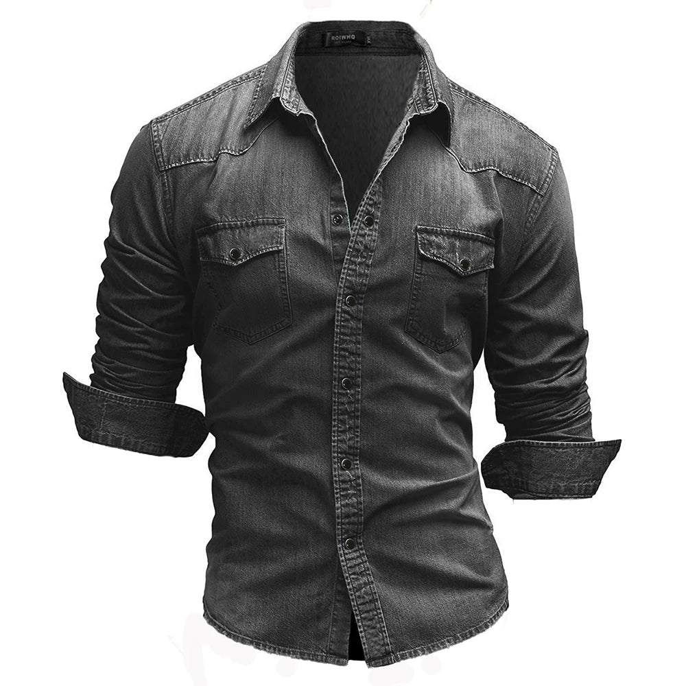 Denim Shirt Mens Long Sleeve