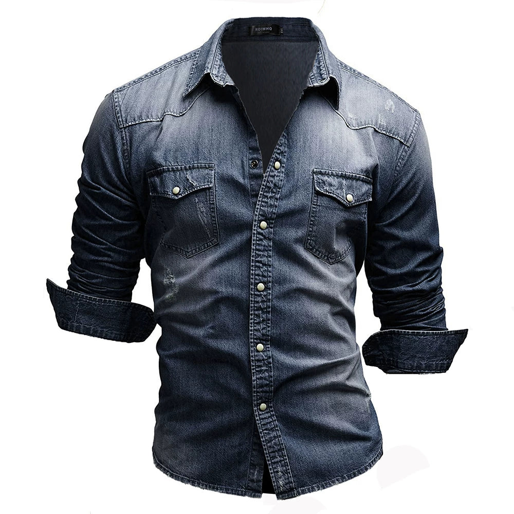 Denim Shirt Mens Long Sleeve