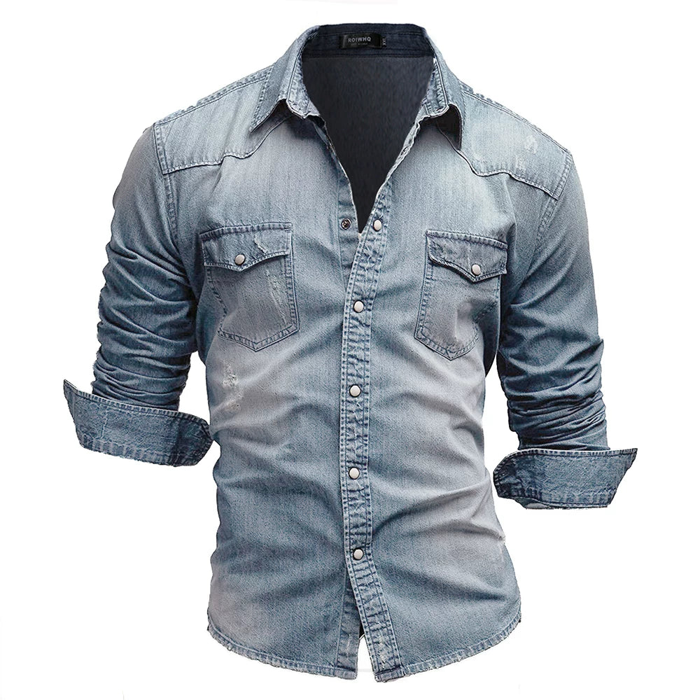 Denim Shirt Mens Long Sleeve