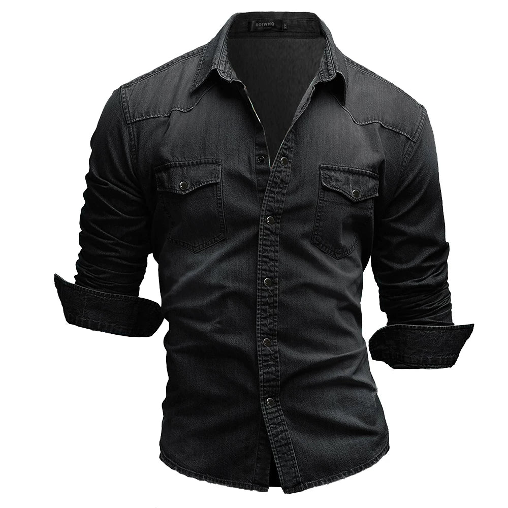 Denim Shirt Mens Long Sleeve