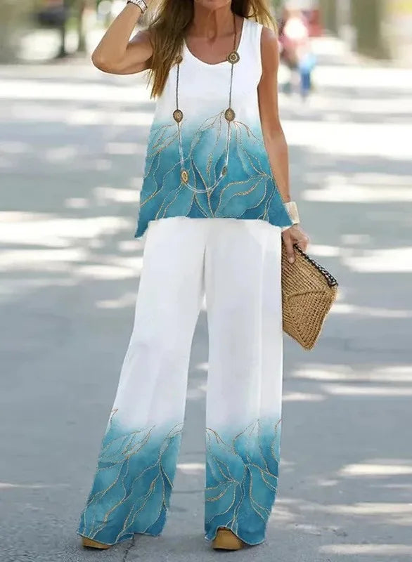 Women's Boho Print Set Casual Sleeveless
