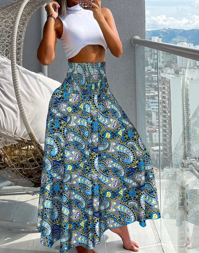 Boho Print Pant Women Wide Leg