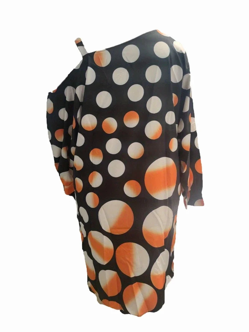 Plus Size 1XL-5XL Women's Casual Round Neck Loose Long Skirt Dress