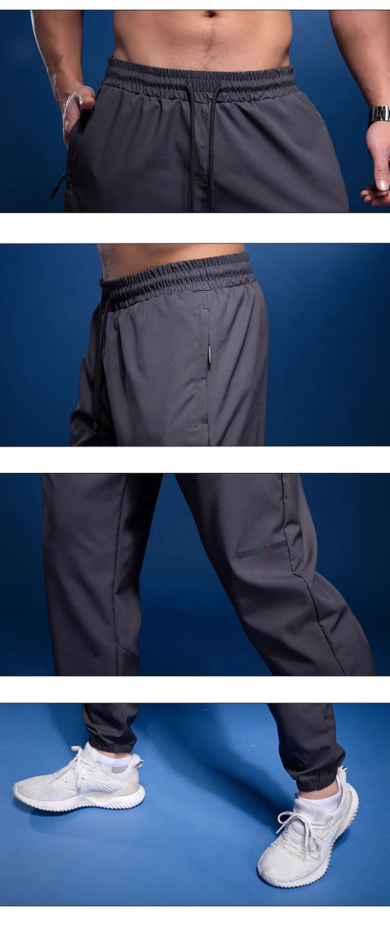 New Sport Pants Men Running Pants with Zipper Pockets