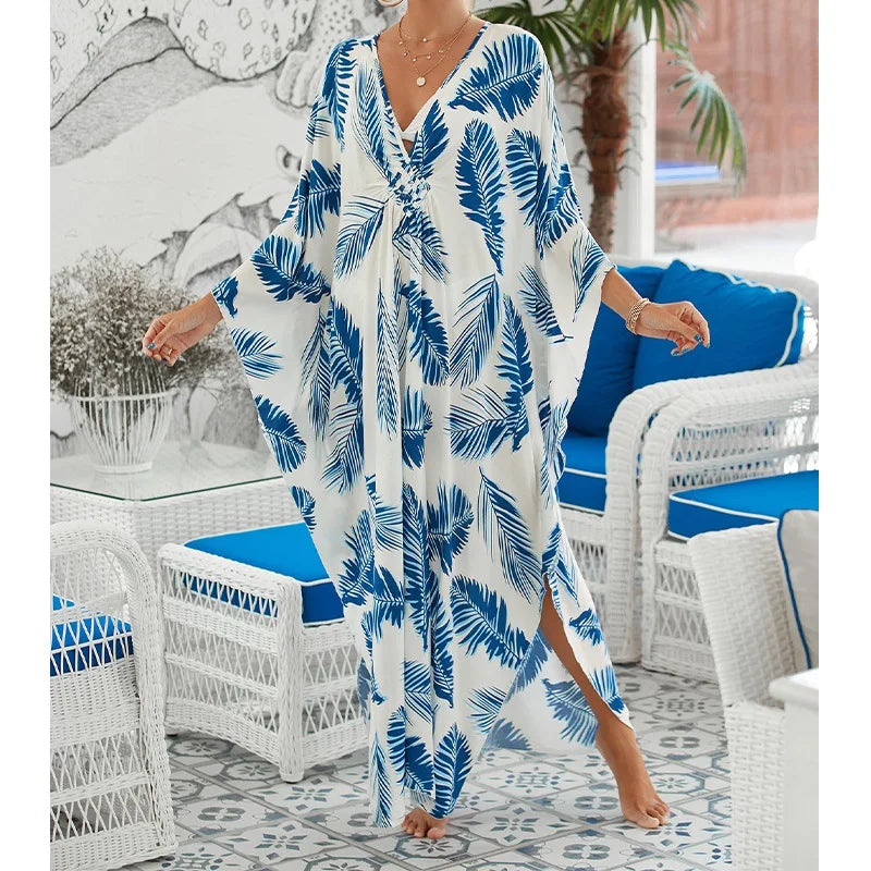 Boho Sexy Women's Dress Spring Summer Fashion Cotton Printed Beach Cover Up