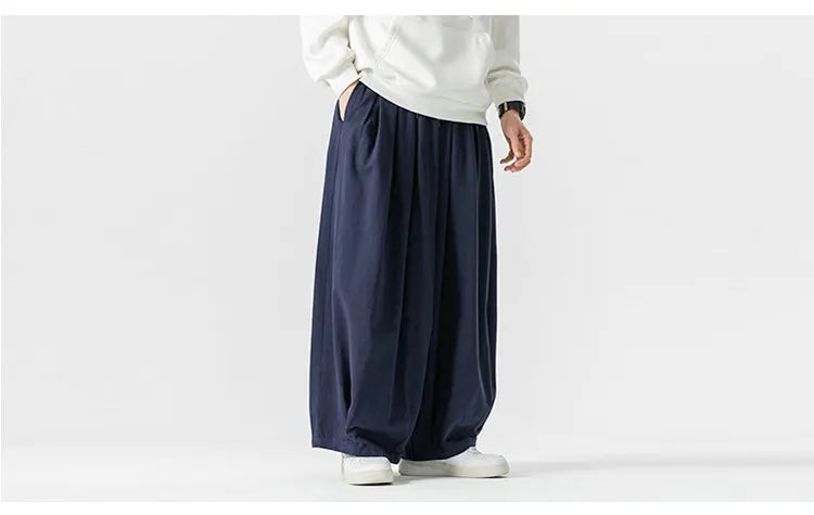 Oversized Men Wide Leg Pants Elastic Waist Joggers Trousers Male