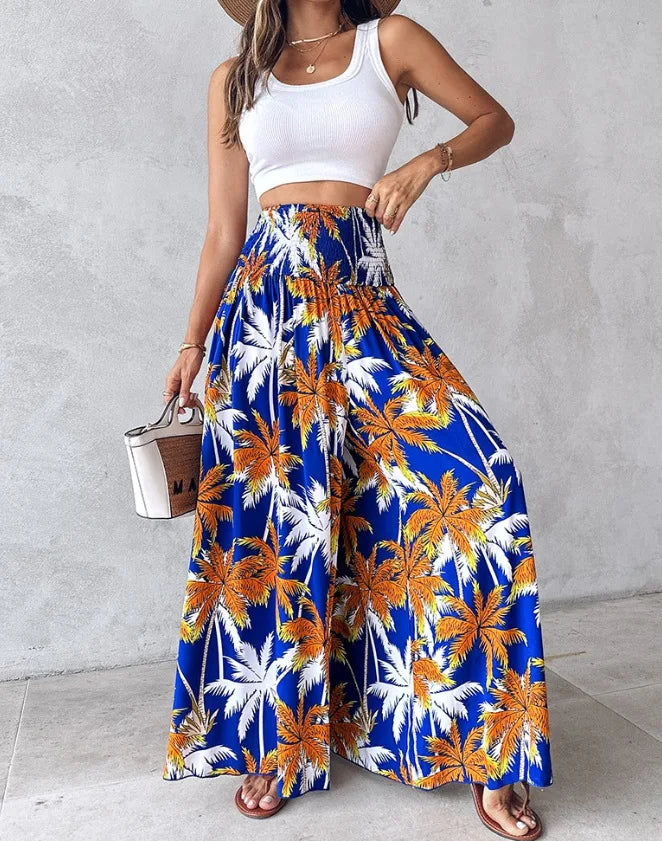 Boho Print Pant Women Wide Leg