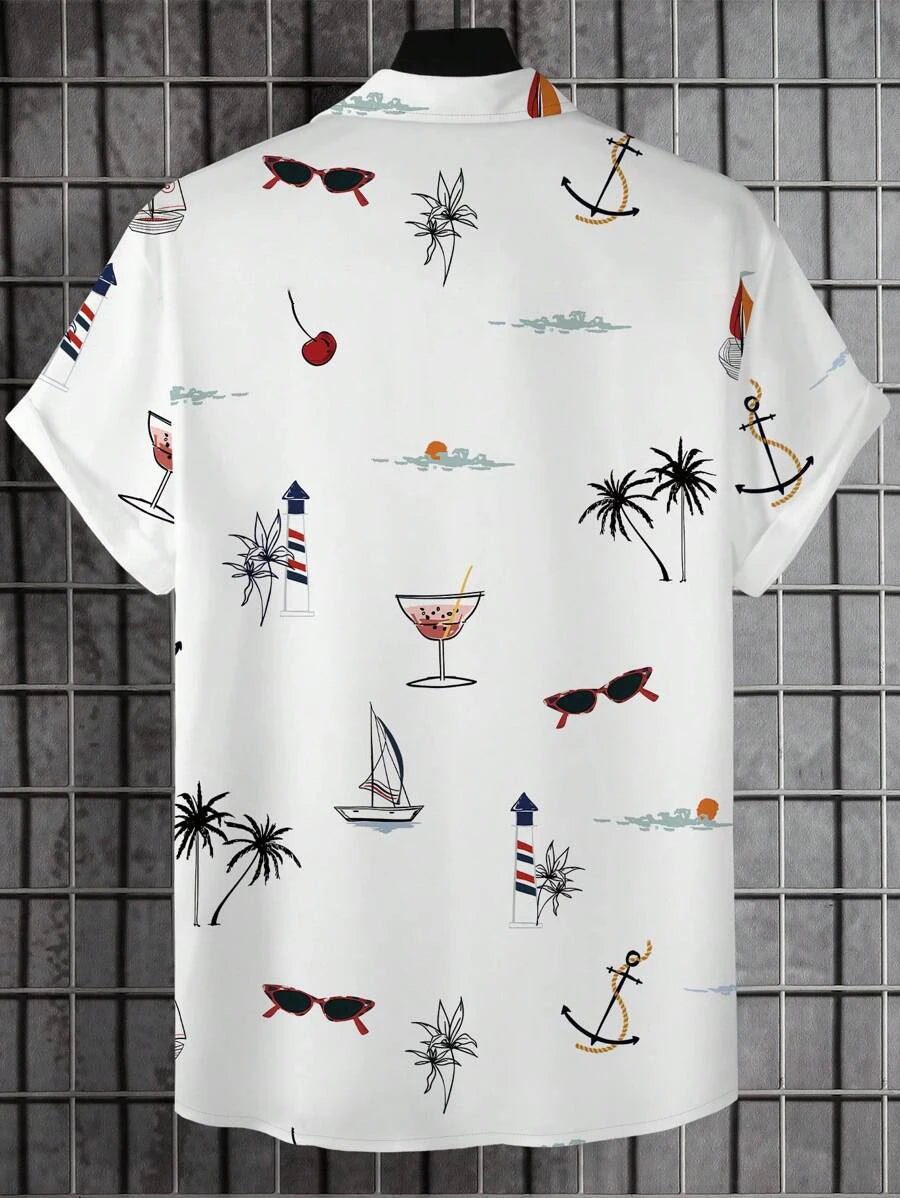 Men's Hawaiian Casual Button Down Short Sleeve Shirt