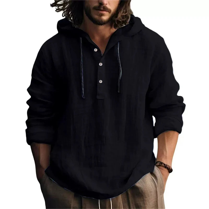 New Men's Casual Blouse Cotton Linen Shirt