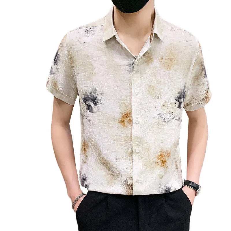 Fashion Men Summer Casual Short Sleeve Floral Shirt