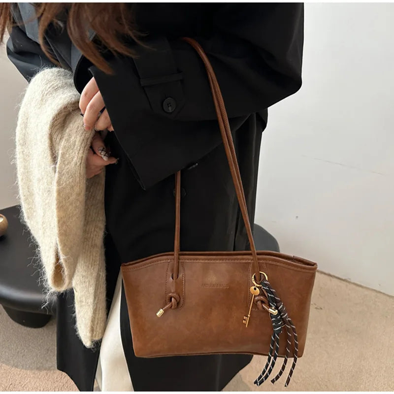 Retro Tote Bag Fashionable Advanced Simple And Versatile Handbag