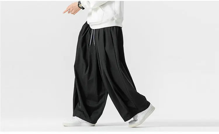 Oversized Men Wide Leg Pants Elastic Waist Joggers Trousers Male