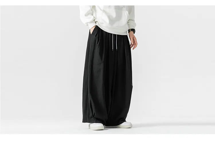 Oversized Men Wide Leg Pants Elastic Waist Joggers Trousers Male