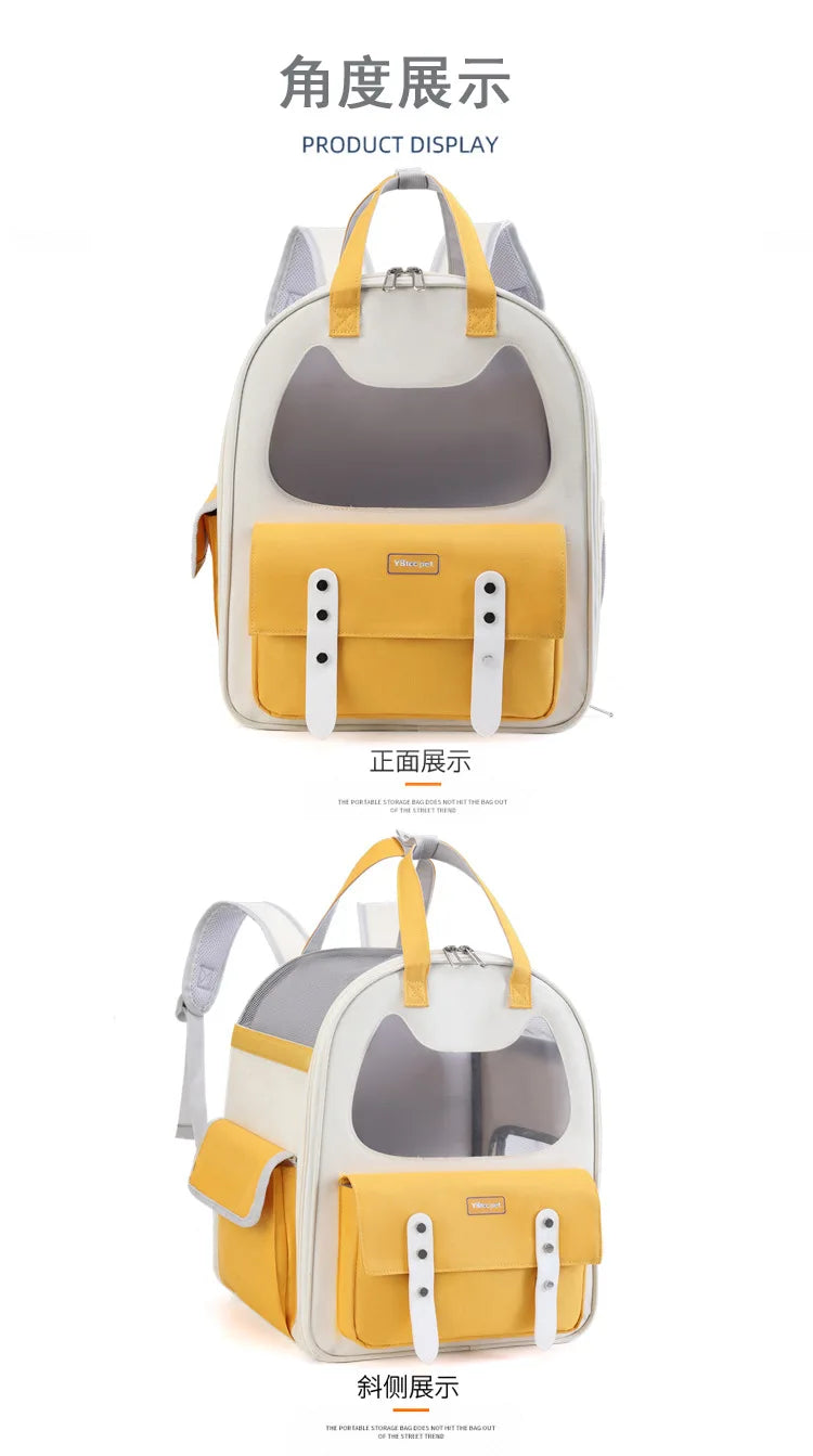 Portable Breathable Backpack for Carrying Pet Cats and Small Dogs