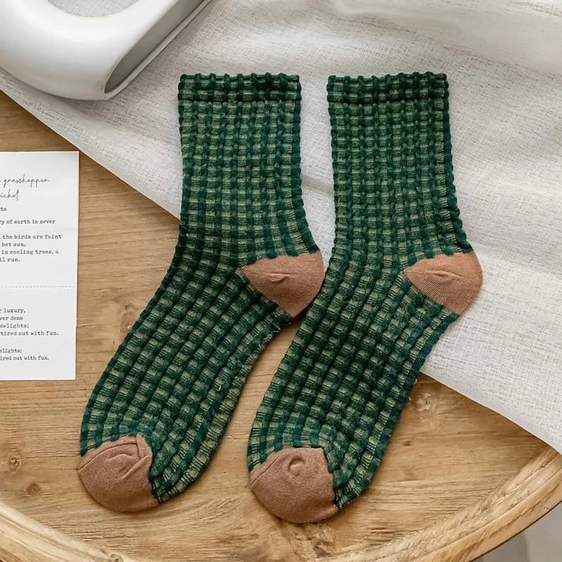 Women's Checkered Retro Vintage Cotton Socks