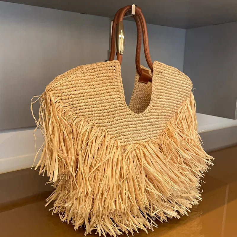 Boho Straw Tote Bag