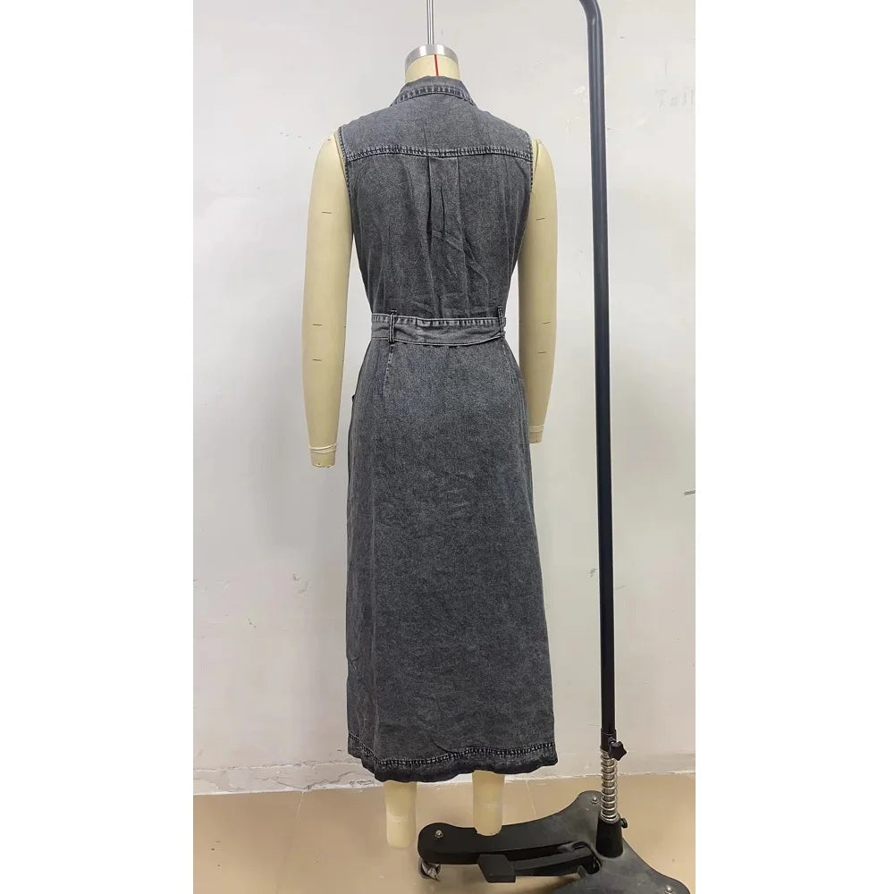 Women Sleeveless Denim Dress