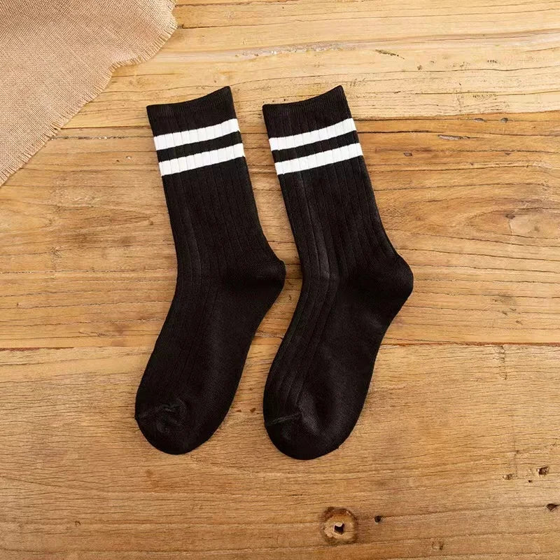 1 Pairs/Lot Knitted Striped Cotton Mens Socks Hit Trendy Japan Korea Harajuku Socks Man Male Calcetines