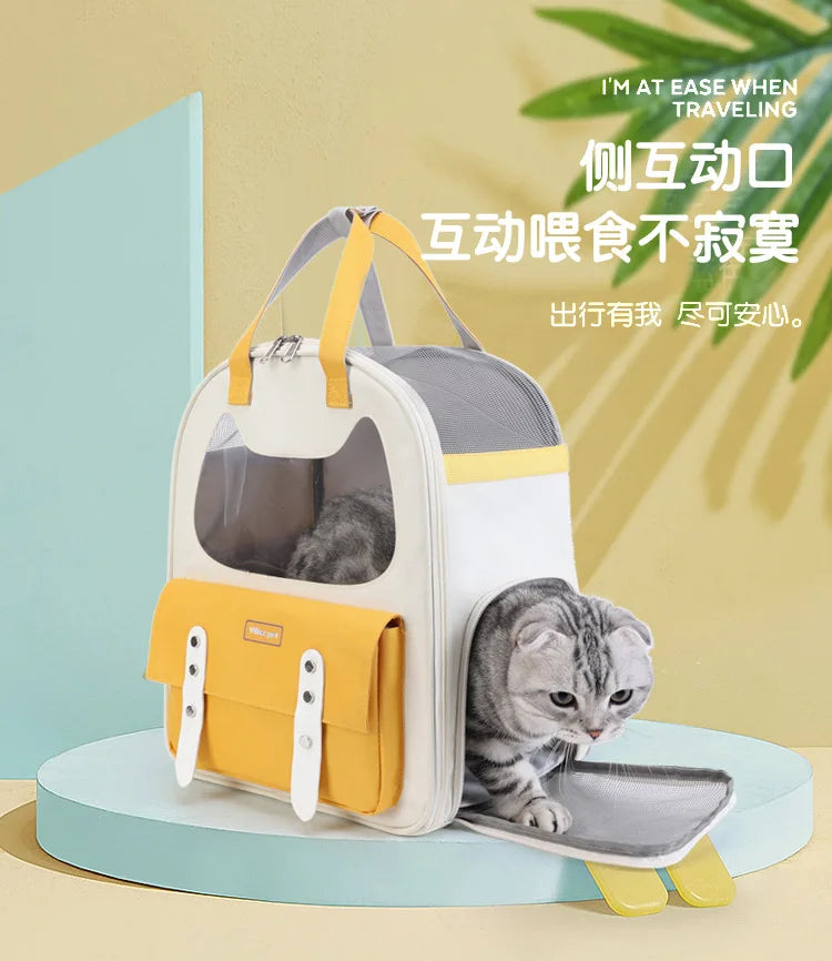 Portable Breathable Backpack for Carrying Pet Cats and Small Dogs