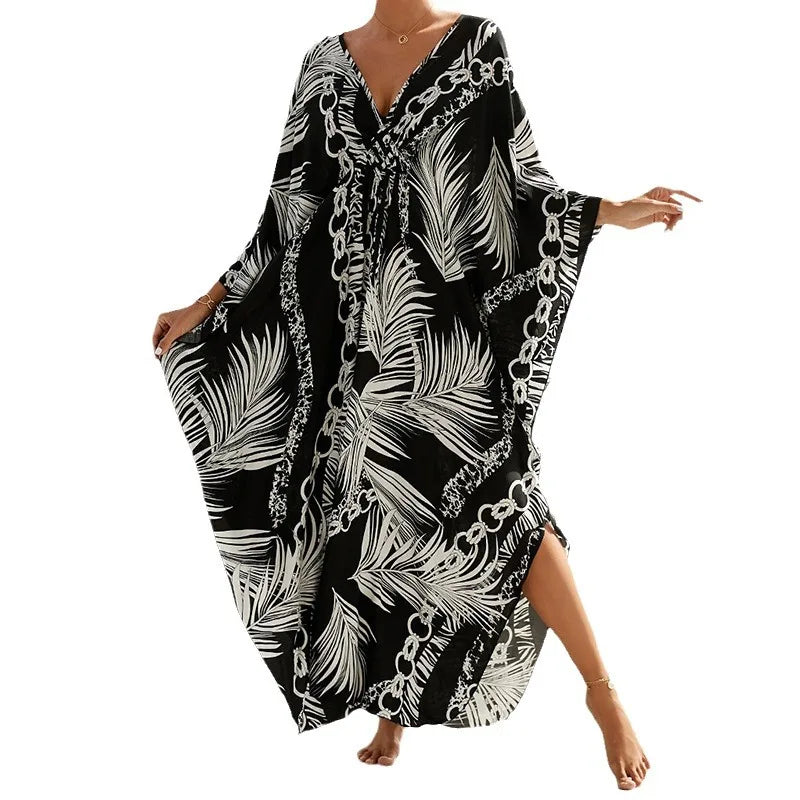 Boho Sexy Women's Dress Spring Summer Fashion Cotton Printed Beach Cover Up