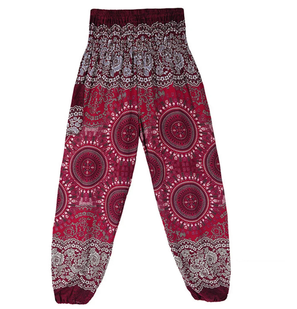 Boho Yoga Pants Wide Leg Women Harem Bohemian  Vintage Print