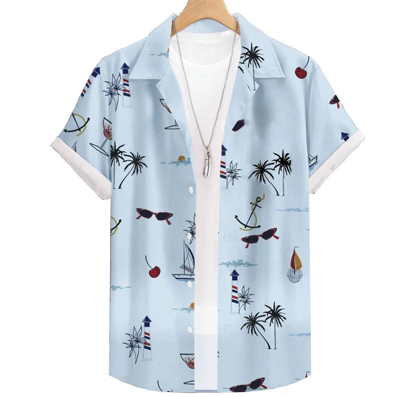Men's Hawaiian Casual Button Down Short Sleeve Shirt