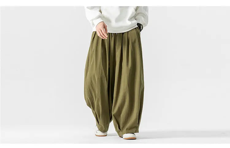 Oversized Men Wide Leg Pants Elastic Waist Joggers Trousers Male