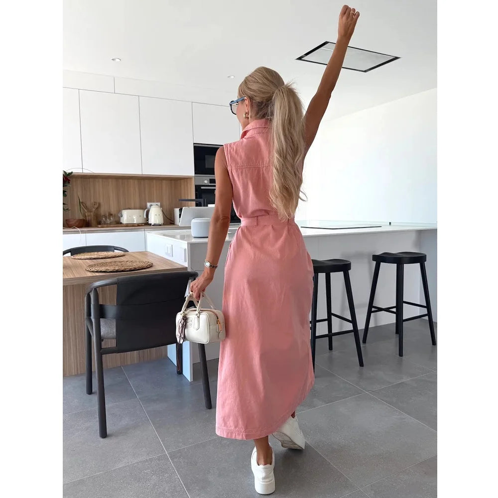 Women Sleeveless Denim Dress